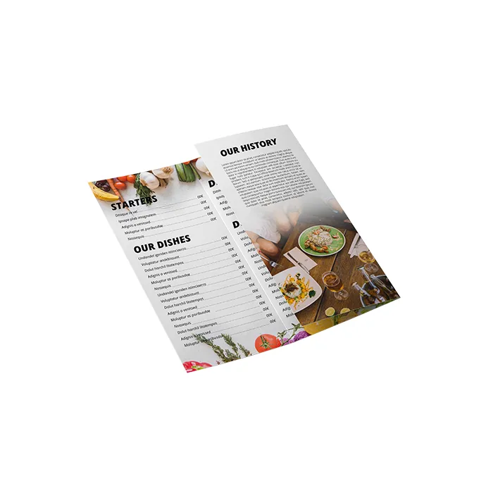 Aangepast menu met drie tabbladen voor restaurants en bars
