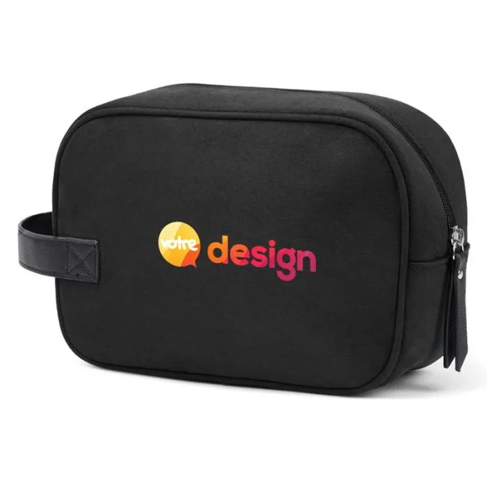 Trousse de toilette Marlow personnalisée en faux daim recyclé avec détails en PU