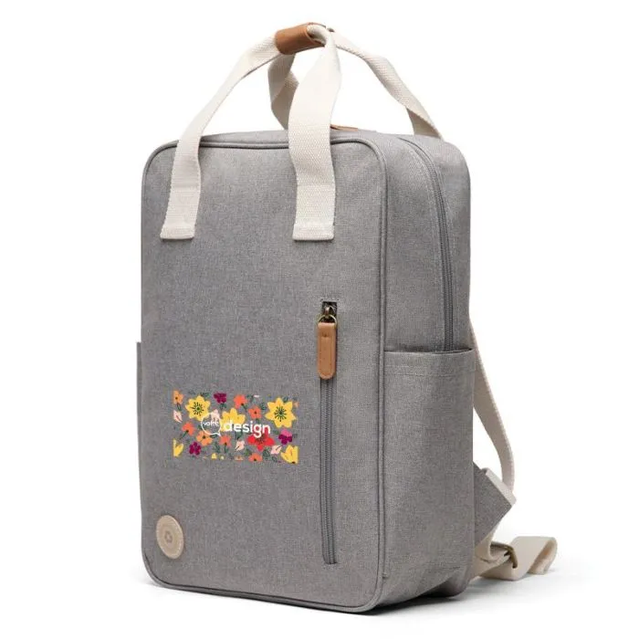 Sac à dos classique en polyester recyclé personnalisé avec détails contrastés