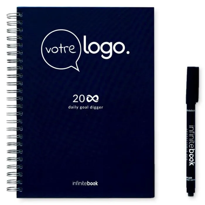 Kit de démarrage Infinitebook A5 personnalisable : agenda, nettoyage, marqueur et porte-marqueur