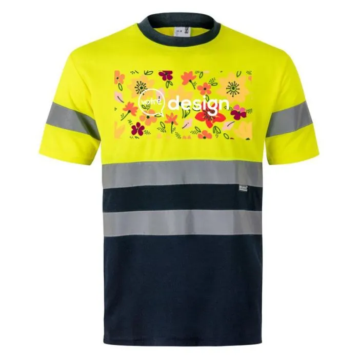 T-shirt personnalisé technique bicolore à bandes réfléchissantes polyester