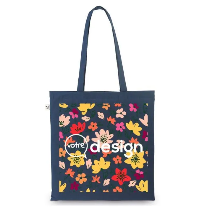 Sac personnalisé 100% coton biologique avec anses de 65 cm sombre - MADEIRA