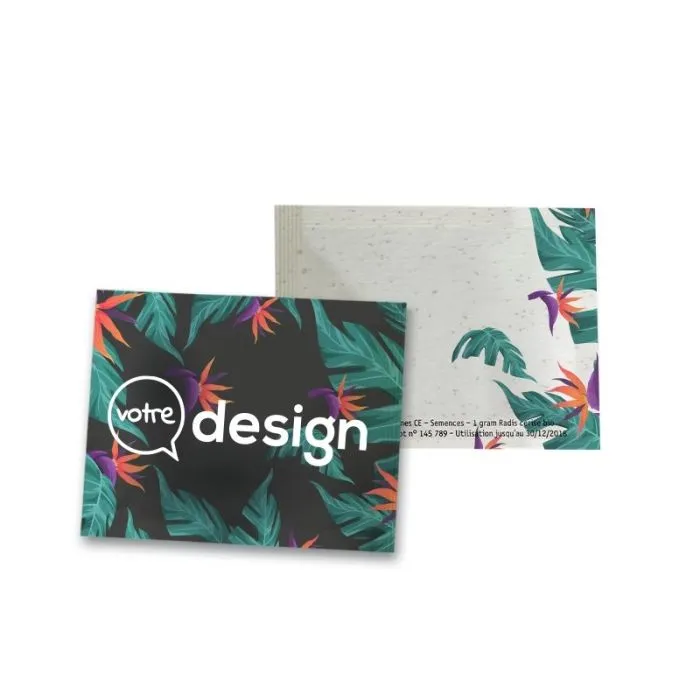 Sachet de graines publicitaire en papier végétal – 82 x 110 mm