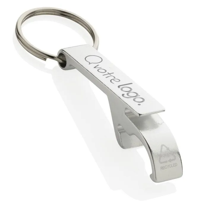 Porte-clés décapsuleur personnalisé en aluminium recyclé RCS avec sachet papier