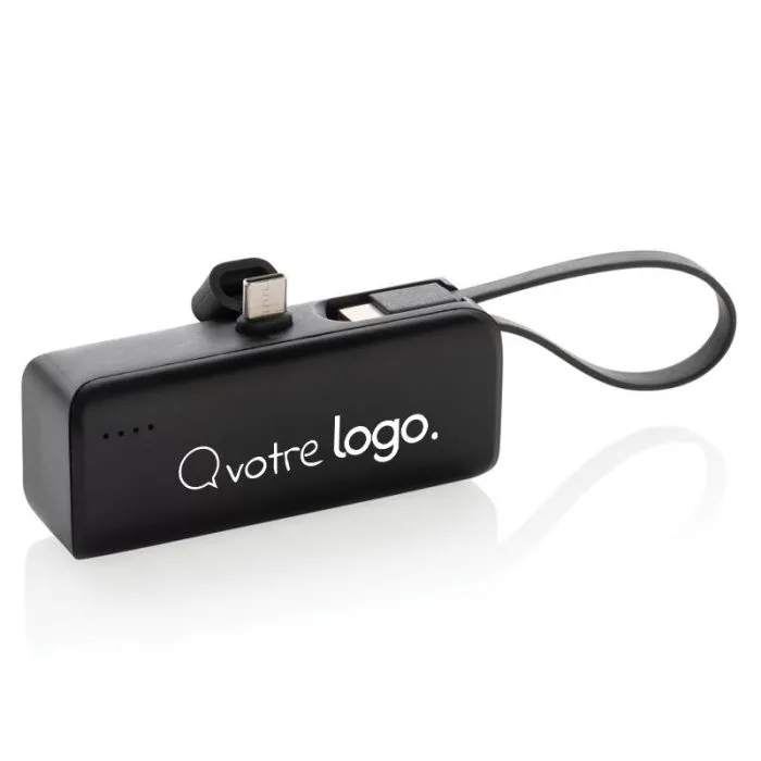 Batterie de secours personnalisée ABS et TPE recyclés avec connecteur USB C
