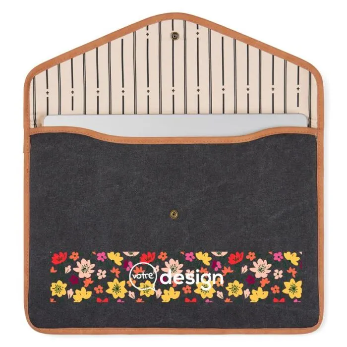 Pochette ordinateur portable personnalisée Bosler en toile recyclée avec bouton pression