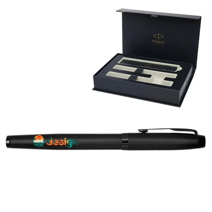 Parure IM personnalilsé avec stylo roller et stylo bille achromatiques - Parker