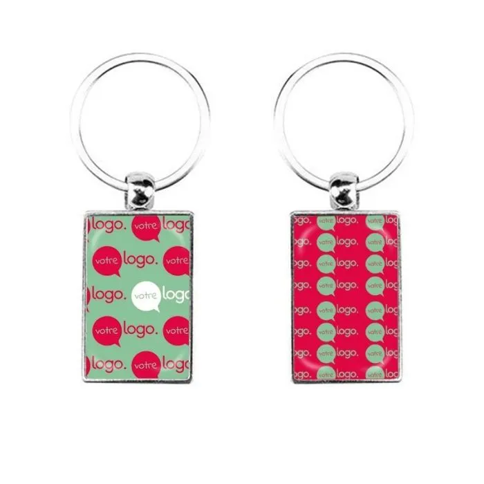 Porte clés personnalisé premium rectangle - 40x25mm