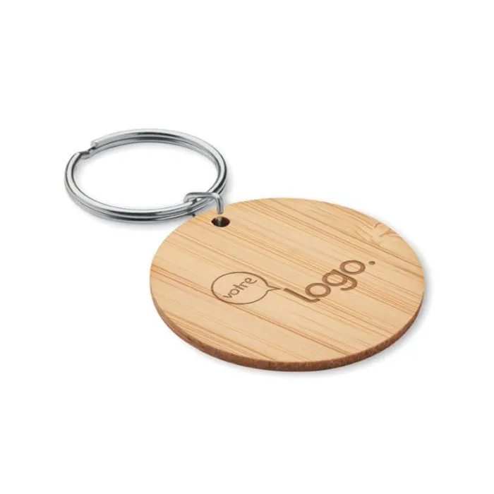 Porte-clés personnalisé rond en bambou - ROUNDBOO
