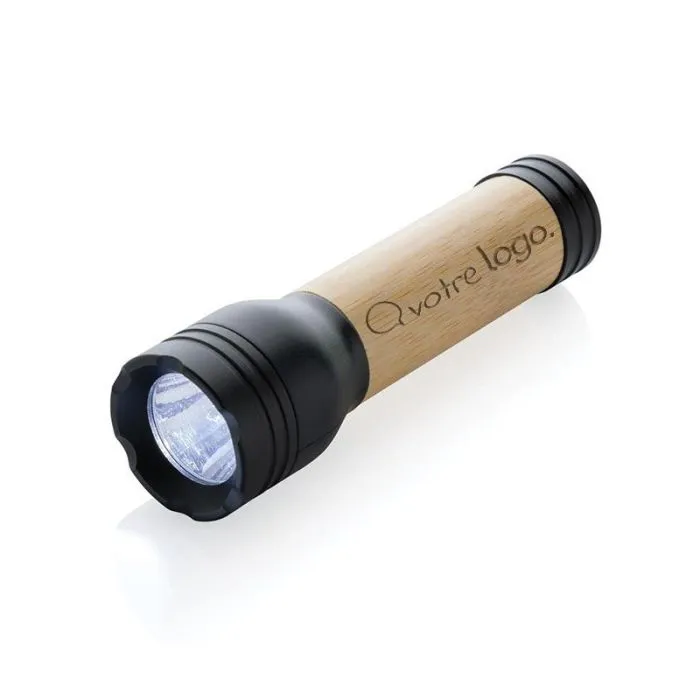 Lampe 1W en plastique recyclé RCS et bambou publicitaire Lucid